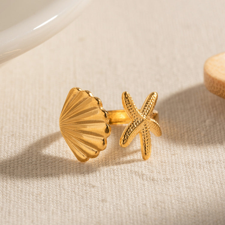 STAR SHELL GOLD RING