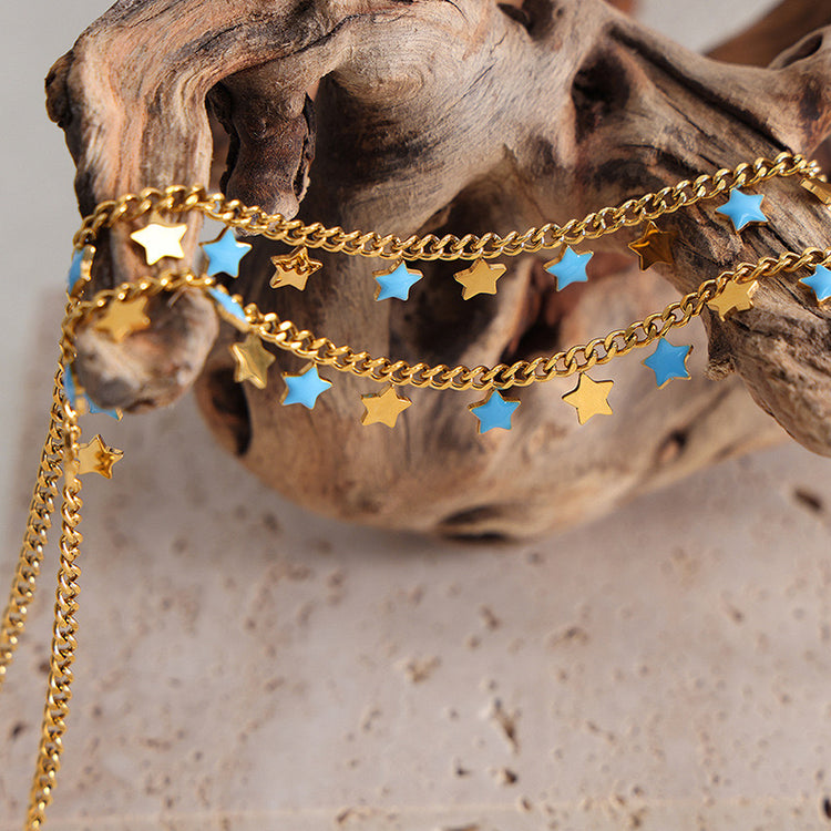 BLUE STAR GOLD NECKLACE