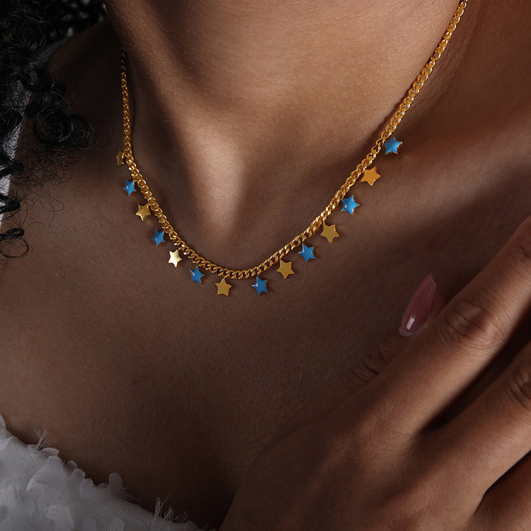 BLUE STAR GOLD NECKLACE