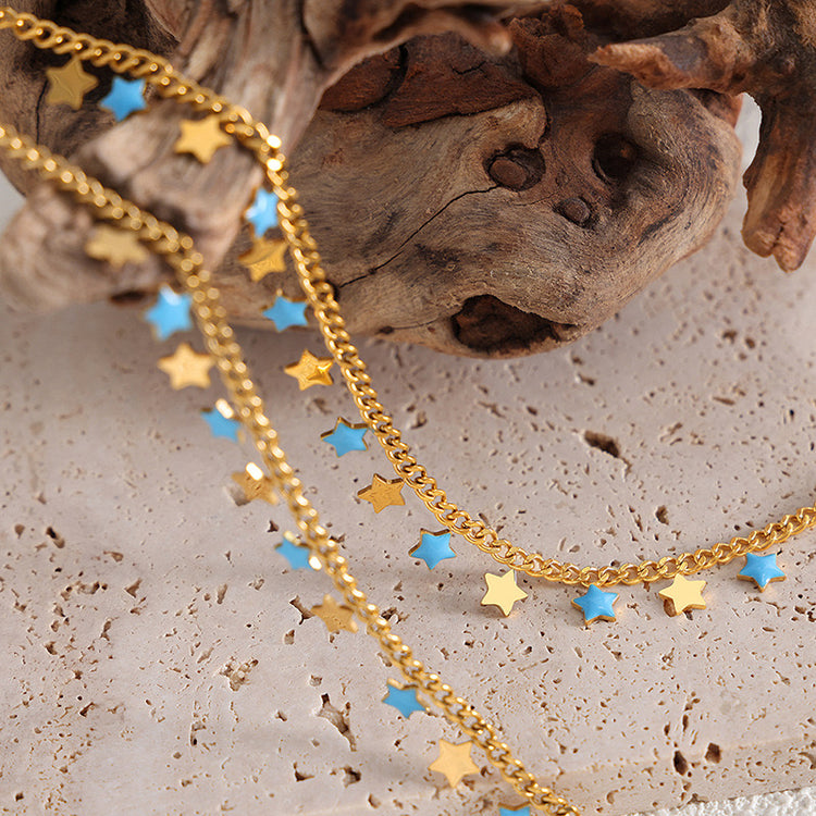 BLUE STAR GOLD NECKLACE