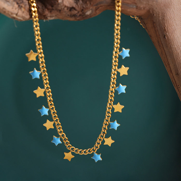 BLUE STAR GOLD NECKLACE