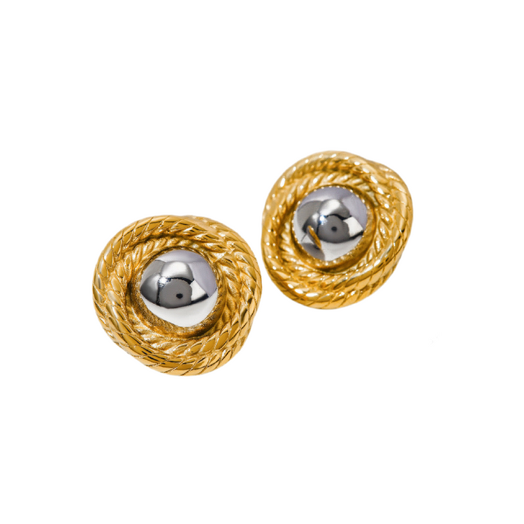 BUTTON GOLD STAINLESS EARRINGS