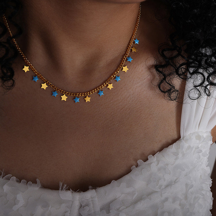 BLUE STAR GOLD NECKLACE