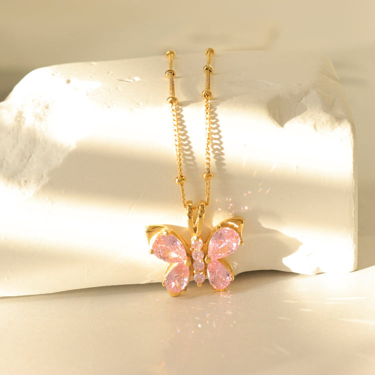 PINK BUTTERFLY NECKLACE