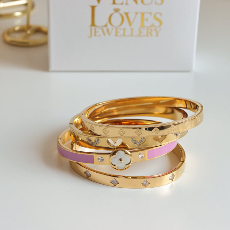 HEART GOLD BANGLE MULTI HEARTS