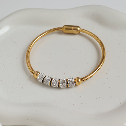 CRYSTAL BEADS BANGLE BRACELET