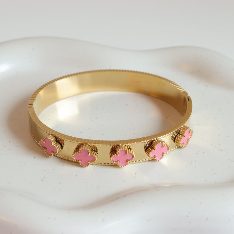 MULTI PINK CLOVER BANGLE