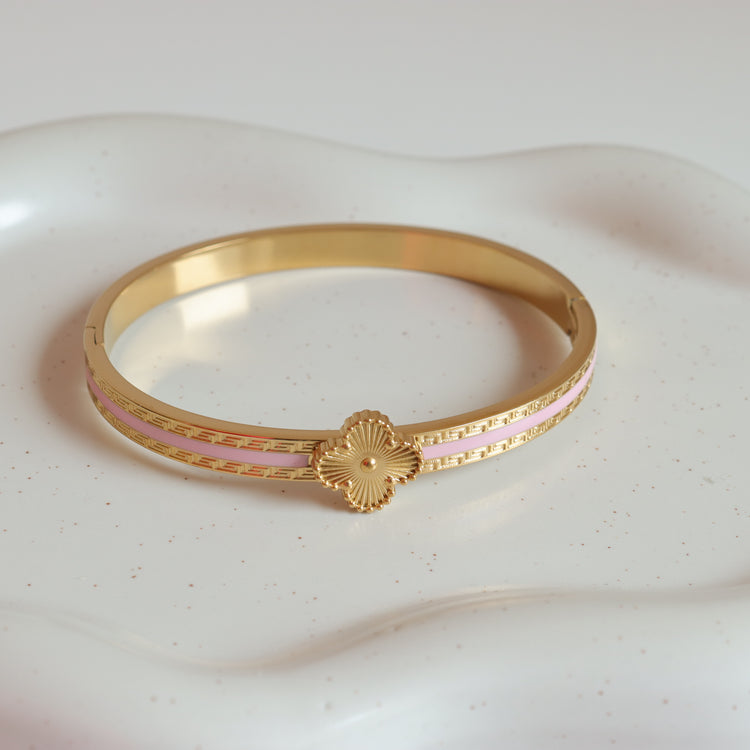 SINGLE PINK FLOWER GREEK BANGLE