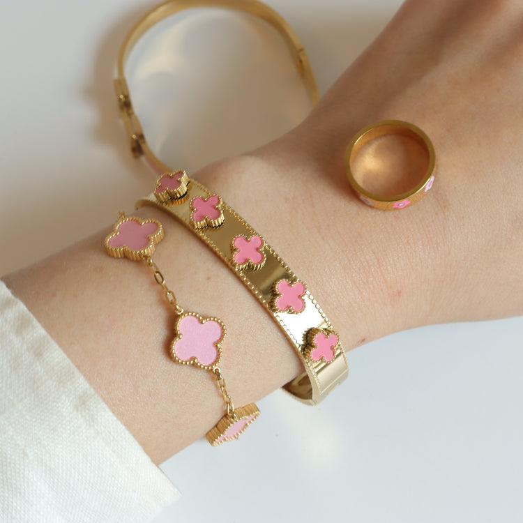 MULTI PINK CLOVER BANGLE