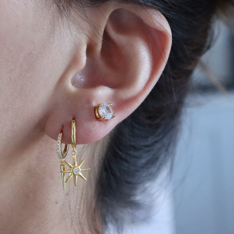 STAR DROP MINI HOOP EARRING-VENUS LOVES JEWELLERY